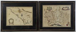 2 Antique Engraved Maps. "A New Description of