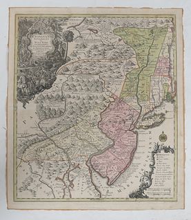 Lotter Map, Pensylvania Nova Jersey et New York, Circa 1750