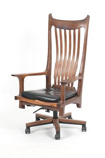 Studio Craft Walnut Swivel Office Chair