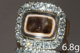 FINE ANTIQUE GEORGIAN DIAMOND MEMORI RING