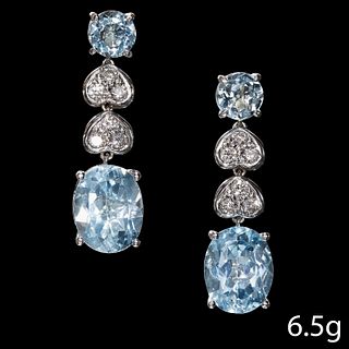 ATTRACTIVE PAIR OF DIAMOND AND SPINEL DROP EARRINGS