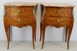 Pair Of Louis XV Style Bronze Mounted and Inlaid