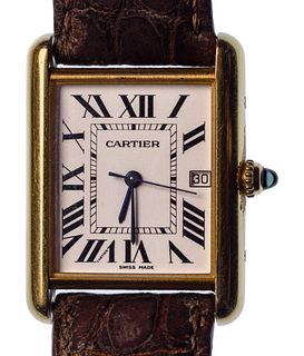 Cartier 18k Yellow Gold Case and Buckle Tank Louis Wristwatch