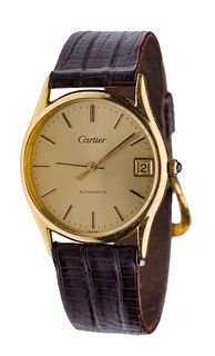 Cartier 18k Yellow Gold Case Automatic Wristwatch