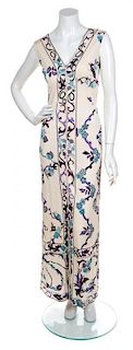 An Emilio Pucci Cream Sleeveless Gown, Size 8.