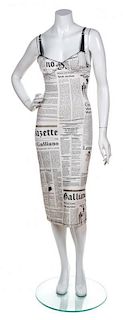 A John Galliano Newsprint Slip Dress, Size 30.