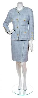 A Chanel Baby Blue Wool Boucle Skirt Suit, No Size.