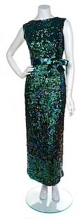 * A Norman Norell Green Mermaid Gown, No Size.