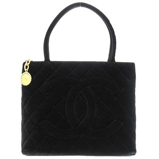 CHANEL REPRINT LEATHER & VELOUR TOTE BAG
