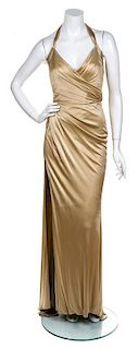 A Versace Gold Gown, Size 38.
