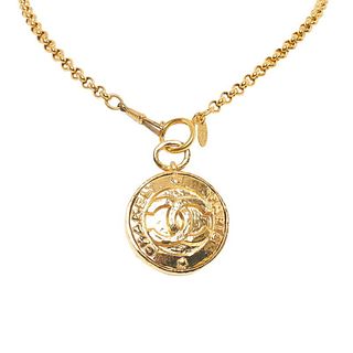 CHANEL COCO MARK MIRROR GOLD PLATED NECKLACE
