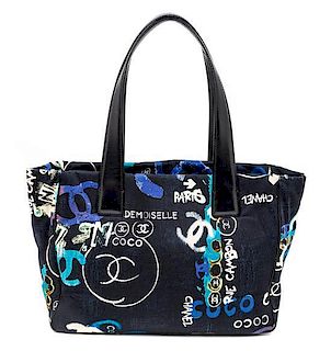 A Chanel Graffiti Tote Bag, 11" x 8.5" x 4.5".
