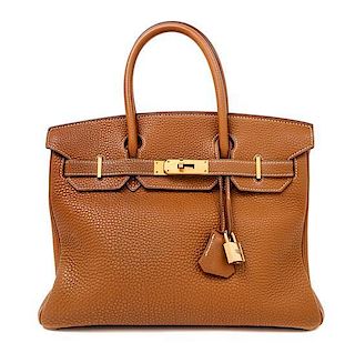 An Hermes Gold Togo 30cm Birkin Handbag 12" x 8.5" x 6"