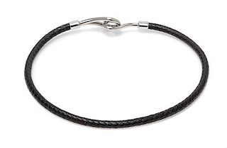 An Hermes Black Leather Jumbo Hook Necklace,