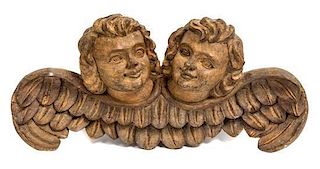 * A Continental Carved Wood Plaque Width 21 3/4 inches.