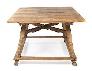 * A Continental Planked Oak Work Table Height 31 1/2 x width 45 x depth 44 1/2 inches.