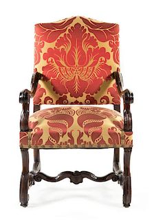 * A Louis XIII Style Walnut Armchair Height 43 1/2 inches.