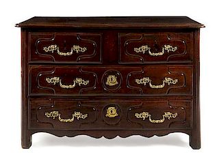 * A Provincial Regence Walnut Commode Height 32 x width 50 x depth 24 1/2 inches.