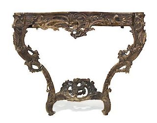 * A Louis XV Oak Console Table Height 32 x width 44 x depth 20 inches.