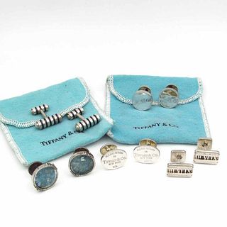Four Pairs of Tiffany & Co. Sterling Silver Cufflinks