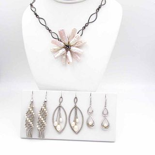 Four Pieces of Iridess by Tiffany & Co. and Sterling Pearl Earrings