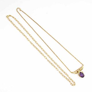 14K and 18K Amethyst Necklace and Chain