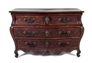 * A Louis XV Fruitwood Commode Height 31 1/2 x width 50 x depth 25 inches.