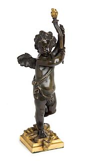 A Continental Bronze Putto Height 12 1/2 inches.