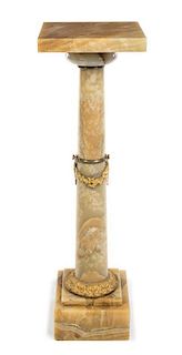 A Continental Bronze and Onyx Column Height 43 3/4 inches.
