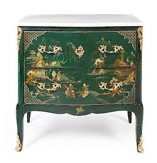 * A Louis XV Style Gilt Bronze Mounted Lacquered Commode Height 32 1/2 x width 33 1/4 x depth 18 1/2 inches.