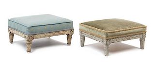 A Near Pair of Louis XVI Style Painted Tabourets Width 13 1/2 inches.