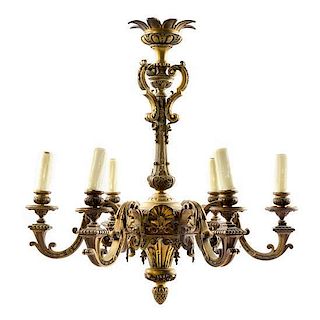 * A Louis XVI Style Gilt Bronze Six-Light Chandelier Height 31 inches.