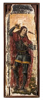 * A Spanish Fresco Fragment Height 63 x width 21 1/2 inches.
