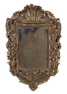 * A Continental Giltwood Mirror Height 28 1/4 x width 17 5/8 inches.