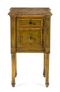 An Italian Painted Commode Height 35 x width 18 1/4 x depth 14 inches.