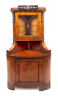 * A Continental Mahogany Corner Cabinet Height 81 inches.