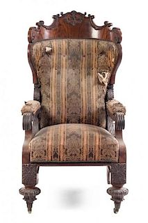 * A Continental Mahogany Armchair Height 49 inches.