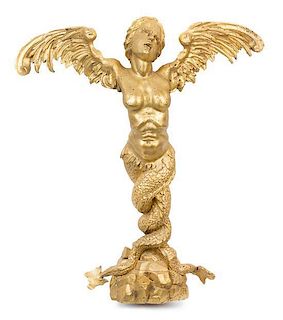 A Continental Giltwood Figure Height 36 inches.