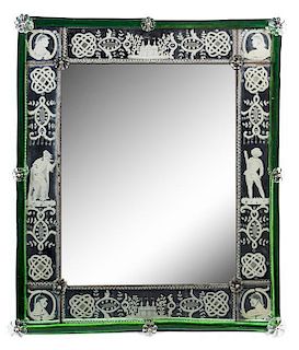 * A Venetian Glass Mirror Height 32 x width 26 inches.