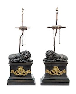 * A Pair of Gilt and Patinated Bronze Ornaments Height 28 inches.
