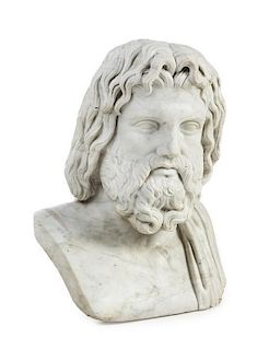 * An Italian Marble Bust of Zeus of Otricoli Height 22 1/2 inches.