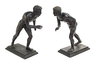 Two Italian Bronze Figures Height 10 3/4 inches.