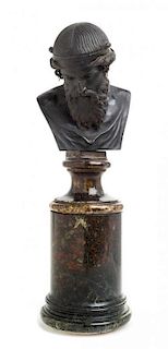 * An Italian Bronze Bust Height overall 15 1/2 inches.