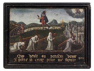 * Artist Unknown, (Probably Dutch, 15th Century), Quy vault en paradis venir il porte la croix pour me fuyuir