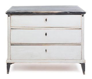 * A Gustavian Painted Commode Height 32 1/2 x width 40 x depth 19 inches.