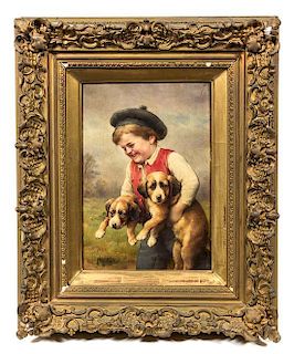 * Carl Reichert, (Austrian, 1836-1918), Portrait of Boy with Dogs