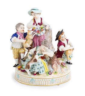 A Vienna Porcelain Figural Group Height 7 inches.