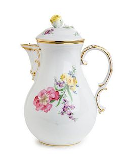 A Meissen Porcelain Pitcher Height 9 1/2 inches.