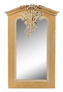 * A Neoclassical Style Painted Overmantel Mirror Height 62 1/2 x width 42 1/2 inches.