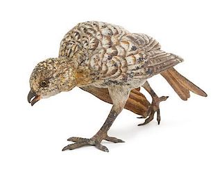 * An Austrian Cold Painted Bronze Model of a Bird Width 6 inches.